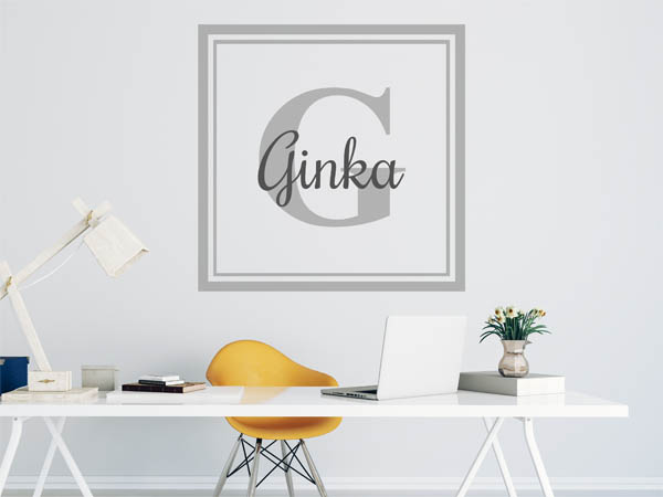 Wandtattoo Ginka als eckiges Monogramm