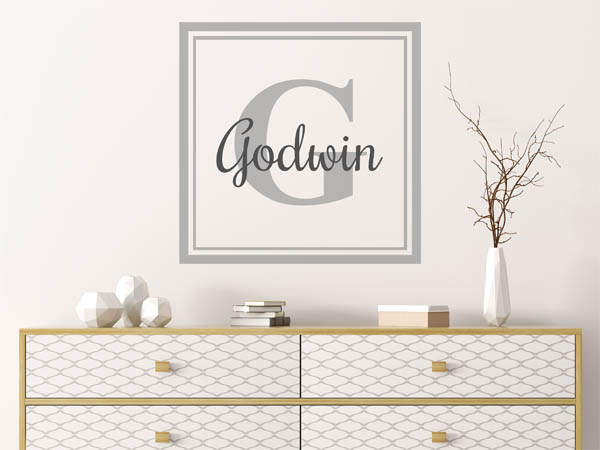 Wandtattoo Godwin als eckiges Monogramm