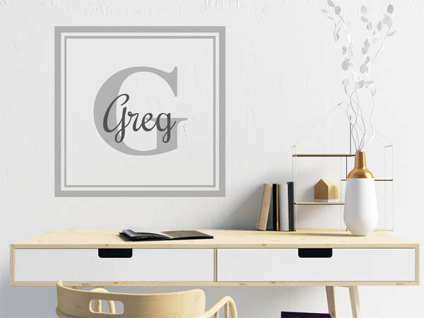 Wandtattoo Greg als eckiges Monogramm