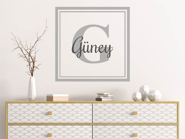 Wandtattoo Güney als eckiges Monogramm