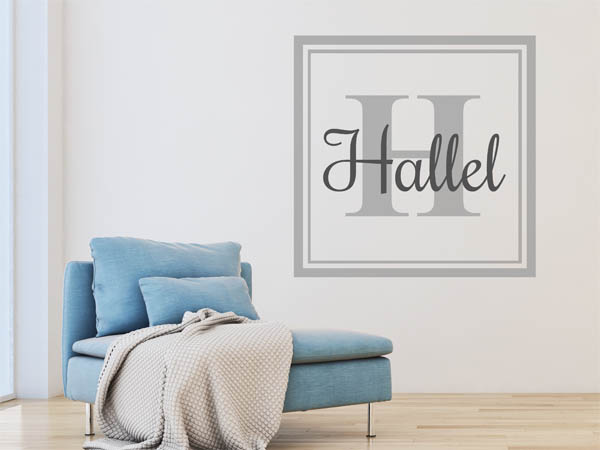 Wandtattoo Hallel als eckiges Monogramm