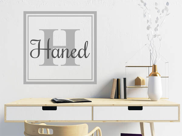 Wandtattoo Haned als eckiges Monogramm