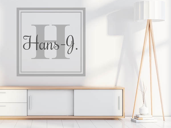 Wandtattoo Hans-J. als eckiges Monogramm