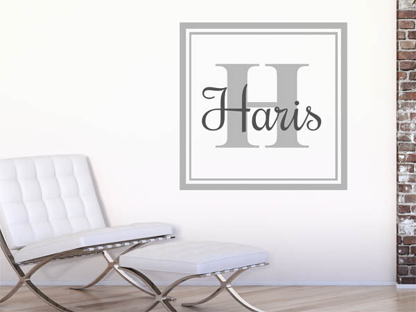 Wandtattoo Haris als eckiges Monogramm