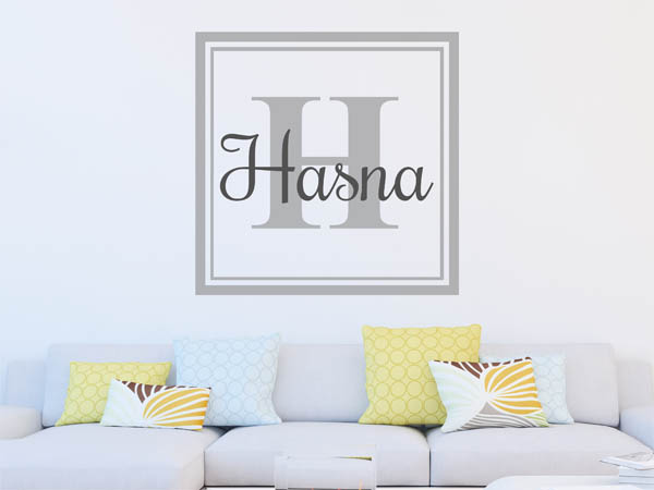Wandtattoo Hasna als eckiges Monogramm
