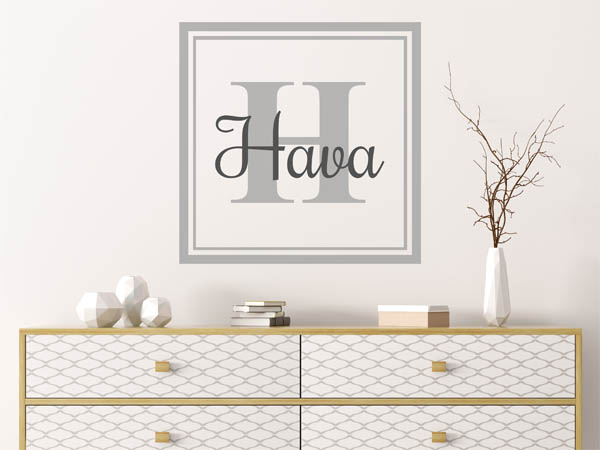Wandtattoo Hava als eckiges Monogramm