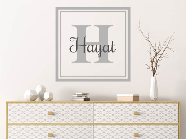 Wandtattoo Hayat als eckiges Monogramm