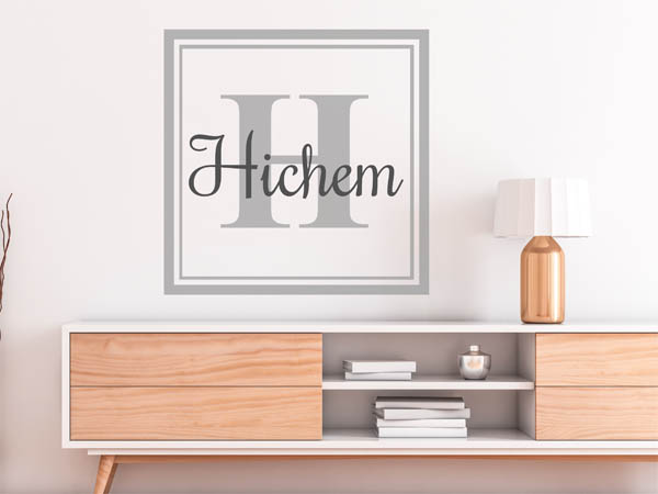 Wandtattoo Hichem als eckiges Monogramm
