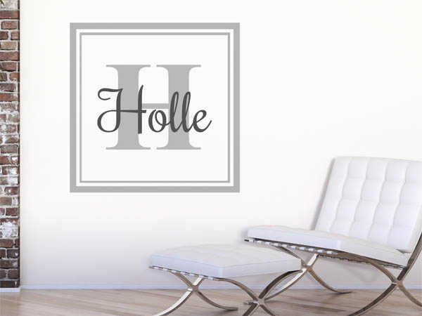 Wandtattoo Holle als eckiges Monogramm