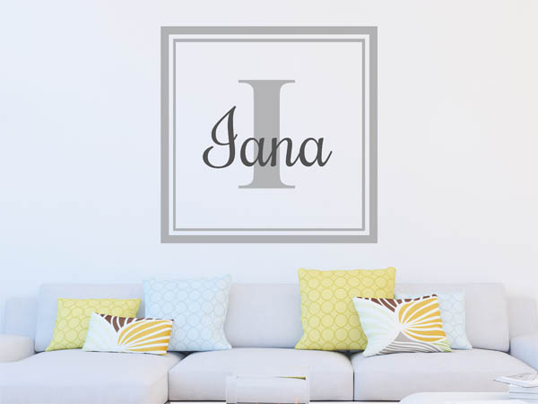 Wandtattoo Iana als eckiges Monogramm