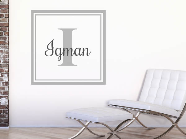 Wandtattoo Igman als eckiges Monogramm