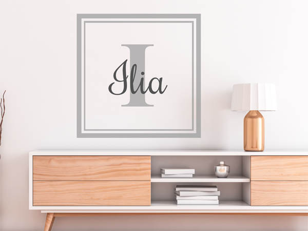 Wandtattoo Ilia als eckiges Monogramm