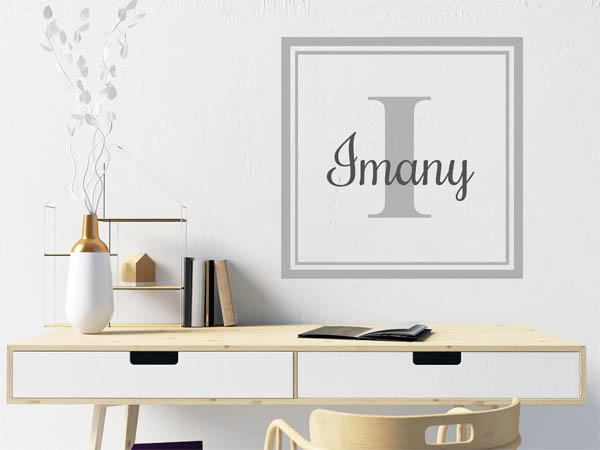 Wandtattoo Imany als eckiges Monogramm