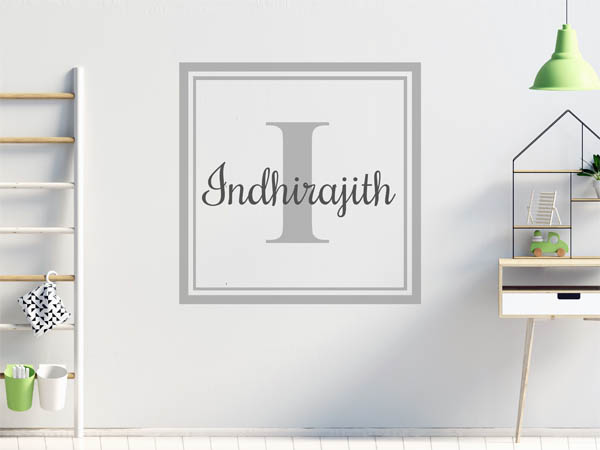 Wandtattoo Indhirajith als eckiges Monogramm
