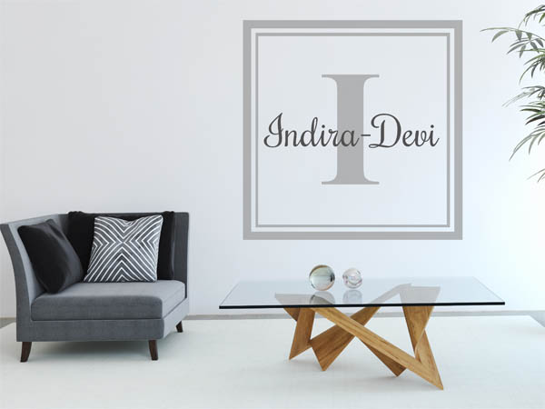 Wandtattoo Indira-Devi als eckiges Monogramm