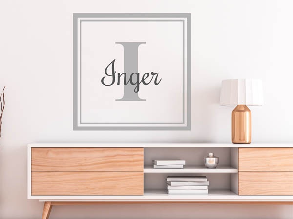 Wandtattoo Inger als eckiges Monogramm