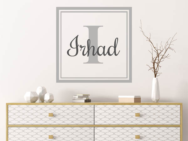 Wandtattoo Irhad als eckiges Monogramm