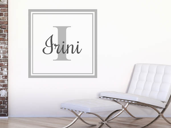 Wandtattoo Irini als eckiges Monogramm