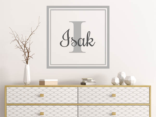 Wandtattoo Isak als eckiges Monogramm