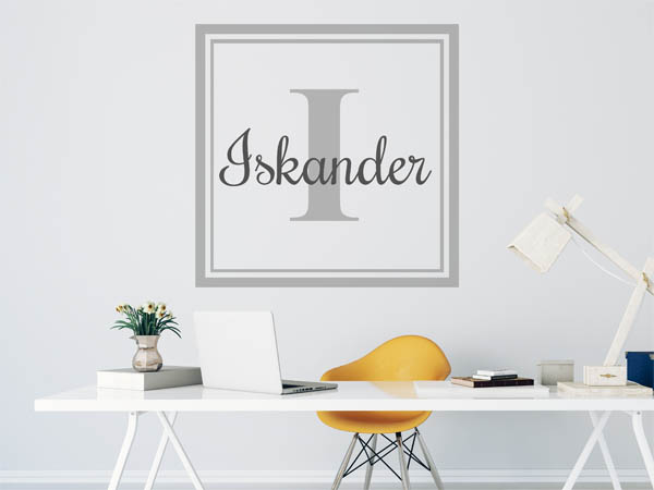 Wandtattoo Iskander als eckiges Monogramm