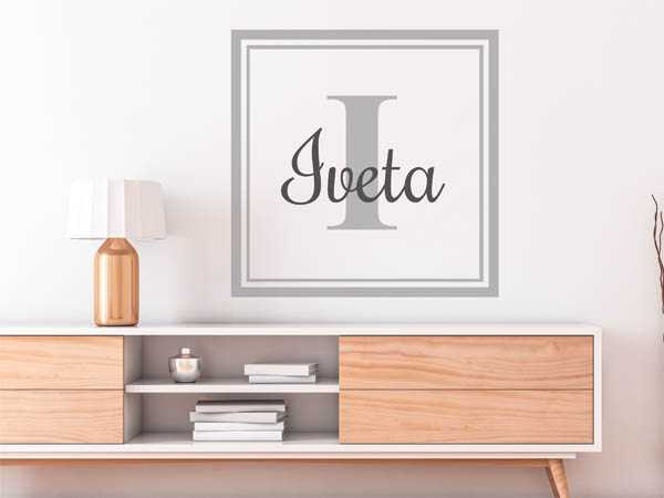 Wandtattoo Iveta als eckiges Monogramm
