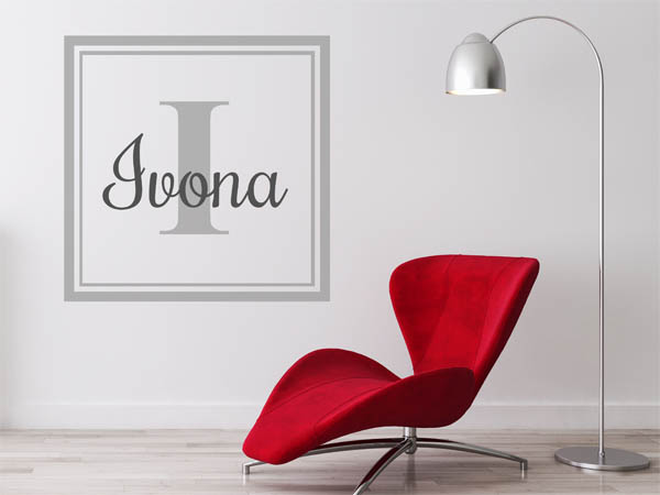 Wandtattoo Ivona als eckiges Monogramm