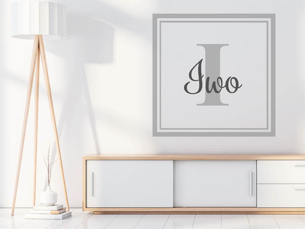 Wandtattoo Iwo als eckiges Monogramm