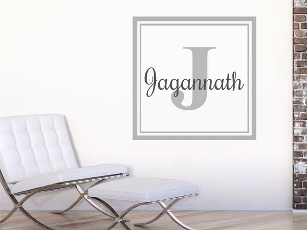 Wandtattoo Jagannath als eckiges Monogramm