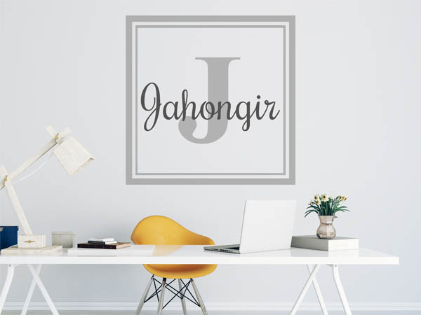 Wandtattoo Jahongir als eckiges Monogramm