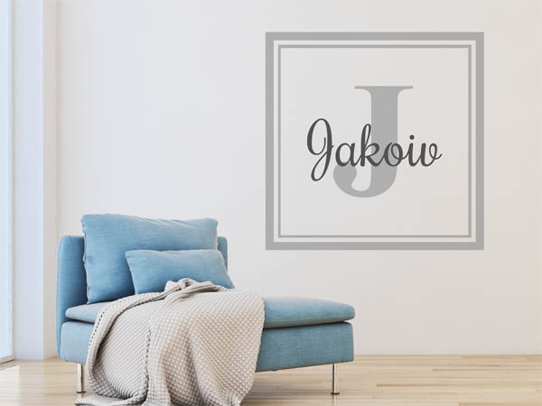 Wandtattoo Jakoiv als eckiges Monogramm
