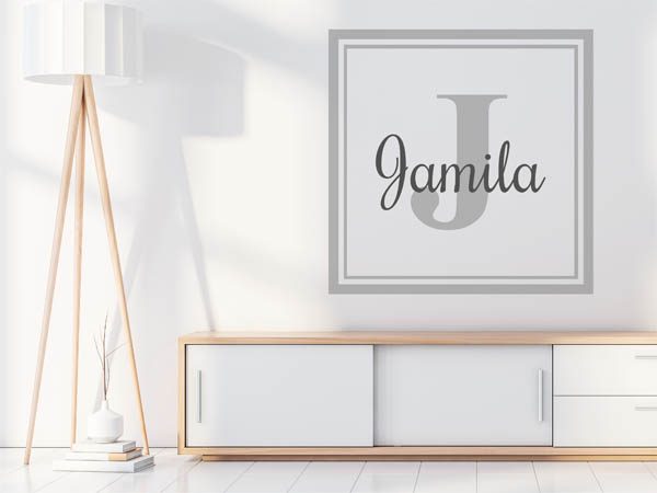 Wandtattoo Jamila als eckiges Monogramm