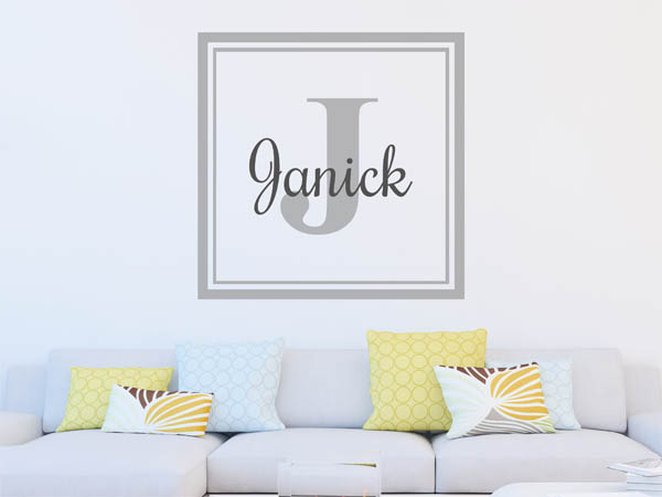 Wandtattoo Janick als eckiges Monogramm
