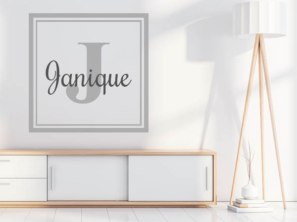 Wandtattoo Janique als eckiges Monogramm
