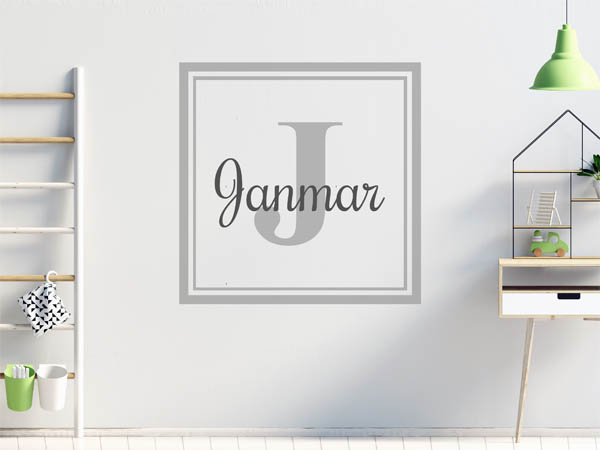 Wandtattoo Janmar als eckiges Monogramm