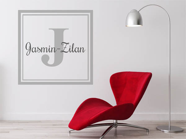 Wandtattoo Jasmin-Zilan als eckiges Monogramm