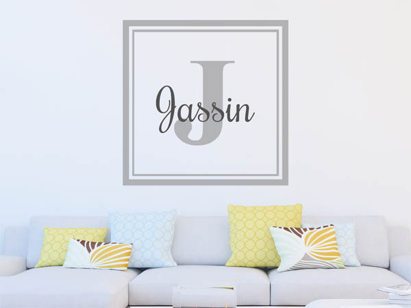 Wandtattoo Jassin als eckiges Monogramm