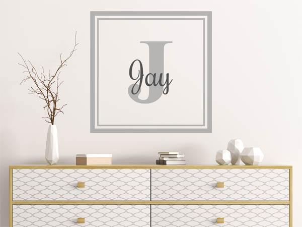 Wandtattoo Jay als eckiges Monogramm