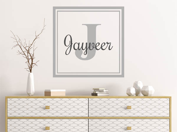 Wandtattoo Jayveer als eckiges Monogramm