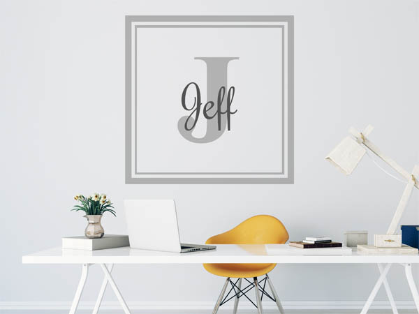 Wandtattoo Jeff als eckiges Monogramm