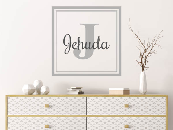 Wandtattoo Jehuda als eckiges Monogramm