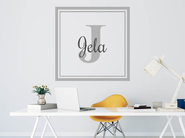 Wandtattoo Jela als eckiges Monogramm