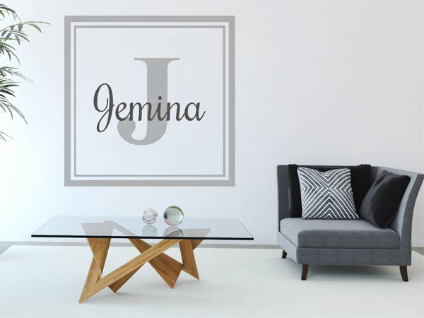 Wandtattoo Jemina als eckiges Monogramm