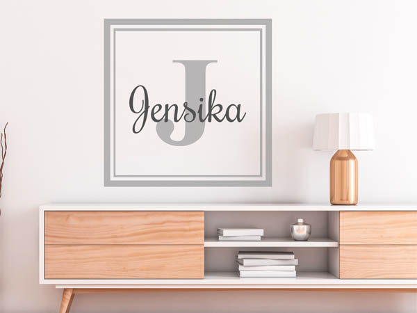Wandtattoo Jensika als eckiges Monogramm