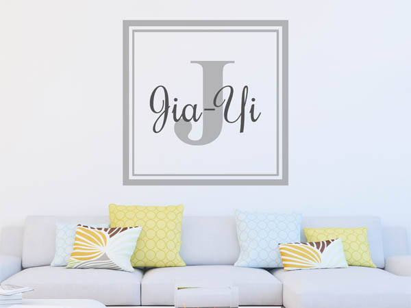 Wandtattoo Jia-Yi als eckiges Monogramm