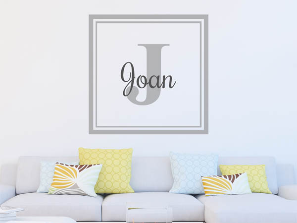 Wandtattoo Joan als eckiges Monogramm