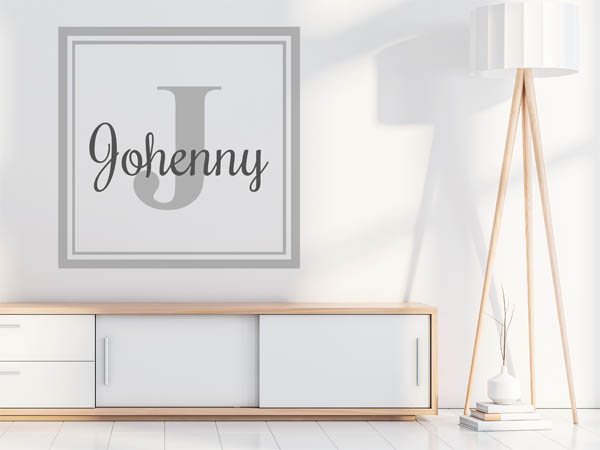 Wandtattoo Johenny als eckiges Monogramm