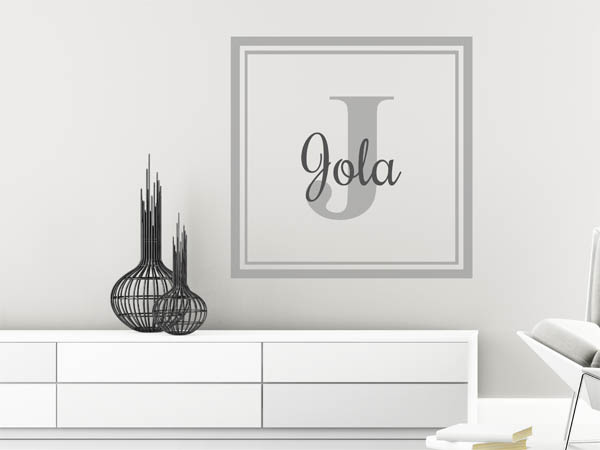 Wandtattoo Jola als eckiges Monogramm