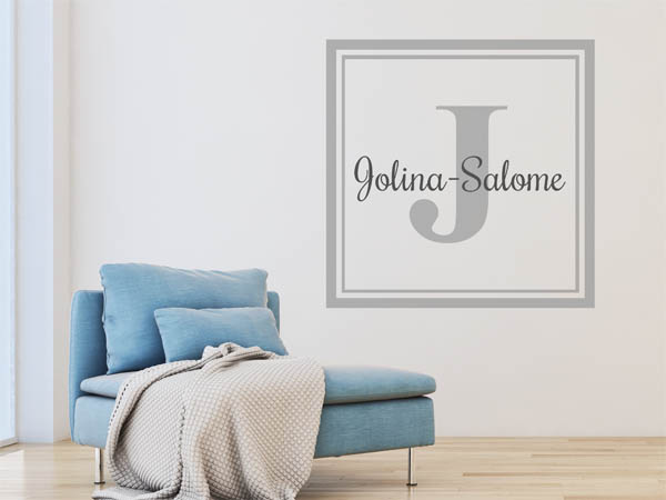 Wandtattoo Jolina-Salome als eckiges Monogramm