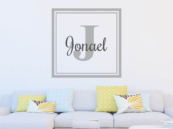 Wandtattoo Jonael als eckiges Monogramm