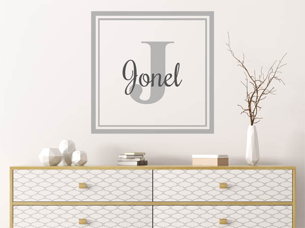 Wandtattoo Jonel als eckiges Monogramm